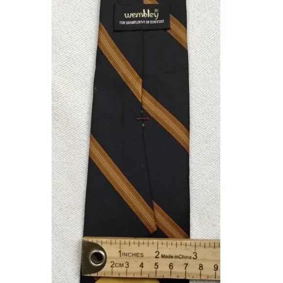 Lot Of 2 Black Formal Neckties Croft&Barrow Wembley Blue Dotted & Brown Striped - Picture 4 of 5